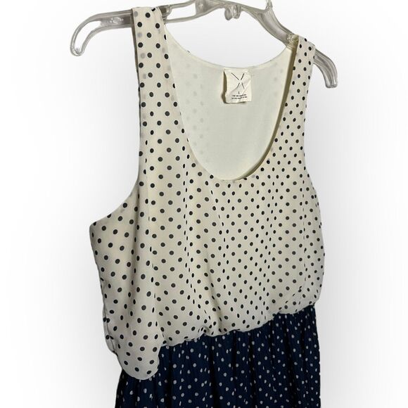 Urban Outfitters Pins and Needles Women's Navy Blue Cream Polka Dot Dress Size L - Picture 6 of 16